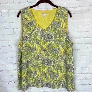 Cato Yellow and‎ White Paisley Blouse Size XL